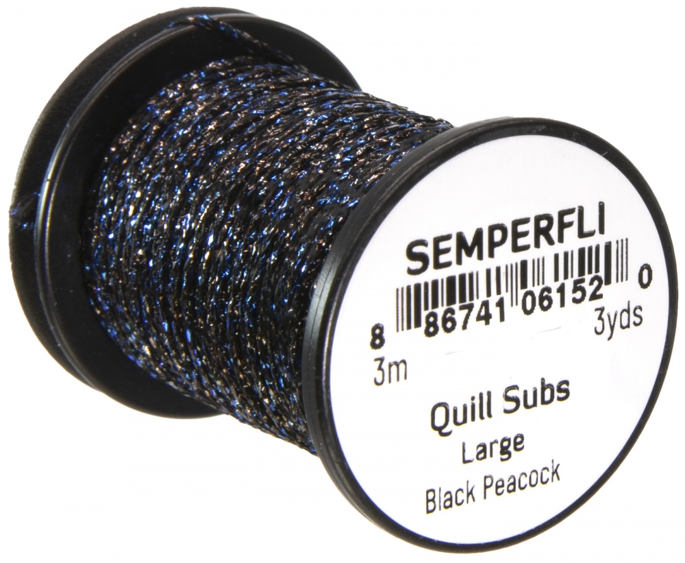 Semperfli Quill Subs Large Black Peacock Fly Tying Materials (Product Length 3 Yds / 3.6m)